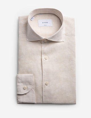 Casual Fit Skjorta Linne Ljusbeige