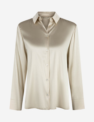 MMLCacao Blus Siden Creme