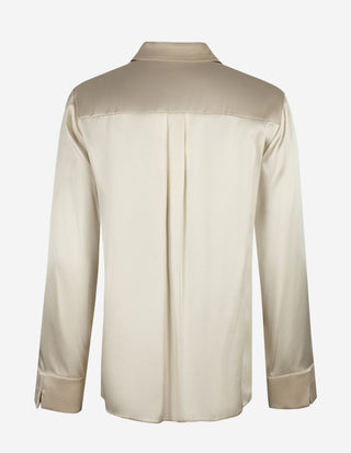 MMLCacao Blus Siden Creme
