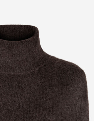 Sylvia Halv Polo-Poncho Mörkbrun