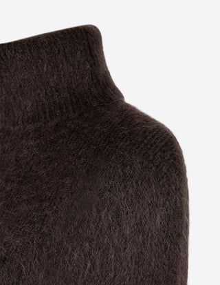Sylvia Halv Polo-Poncho Mörkbrun