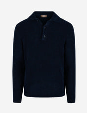 Poloshirt Ull Bouclé Navy
