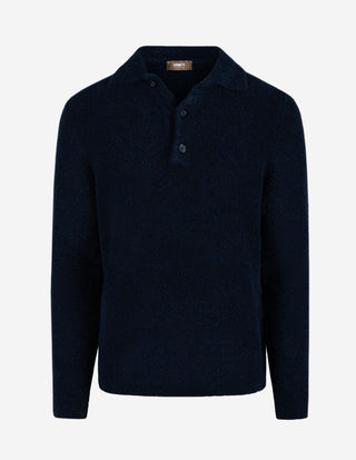 Poloshirt Ull Bouclé Navy