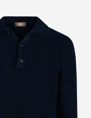 Poloshirt Ull Bouclé Navy
