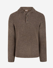 Poloshirt Ull Bouclé Gråbeige