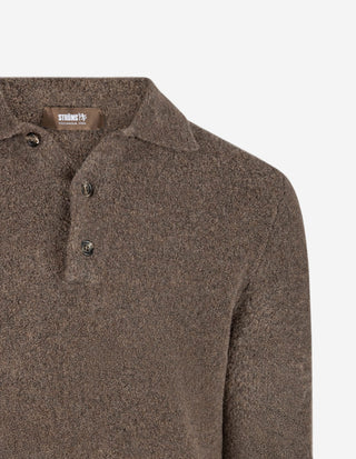 Poloshirt Ull Bouclé Gråbeige