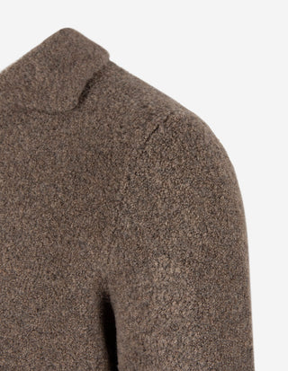 Poloshirt Ull Bouclé Gråbeige