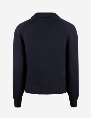 Cardigan Overshirt Stickad Ull Navy
