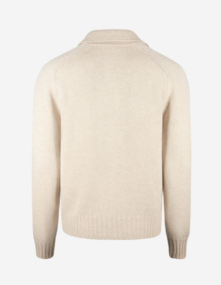 Cardigan Overshirt Stickad Ull Ljusbeige