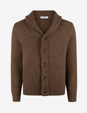 Ribbstickad Cardigan Ull/Kashmir Brun