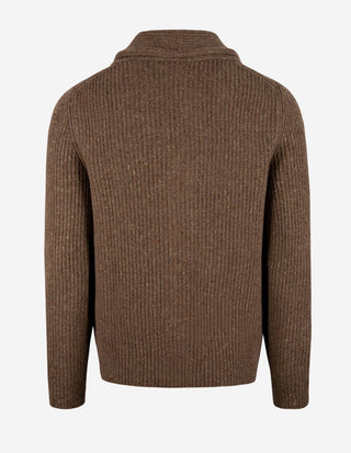 Ribbstickad Cardigan Ull/Kashmir Brun