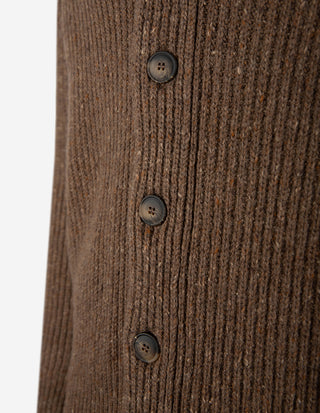Ribbstickad Cardigan Ull/Kashmir Brun