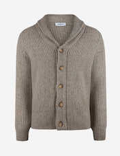 Ribbstickad Cardigan Ull/Kashmir Gråbeige