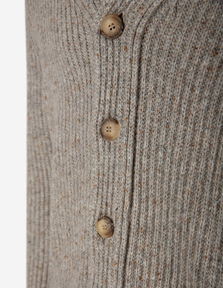 Ribbstickad Cardigan Ull/Kashmir Gråbeige