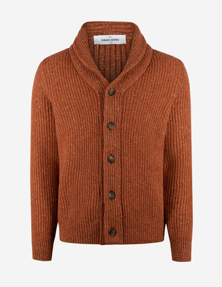 Ribbstickad Cardigan Ull Kashmir Rost