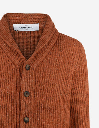 Ribbstickad Cardigan Ull Kashmir Rost