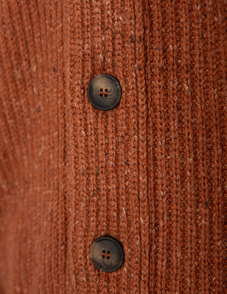Ribbstickad Cardigan Ull Kashmir Rost