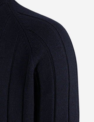 Ribbstickad Tröja Ull/Kashmir Navy