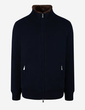 Zip-Cardigan Kashmir Eco-Fur Navy/Brun