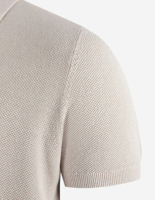 Pikétröja Strukturstickad Bomull Beige