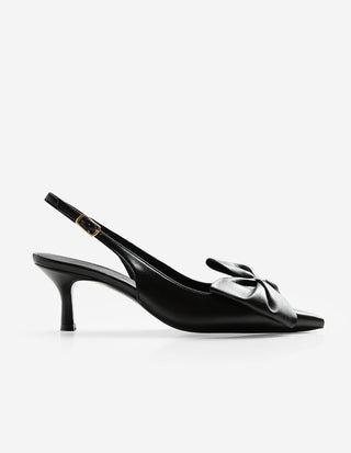 Slingback med Rosett Svart