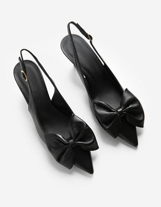 Slingback med Rosett Svart