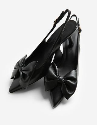 Slingback med Rosett Svart