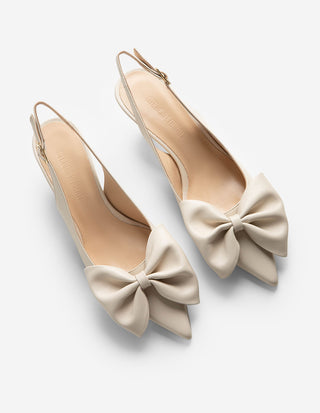 Slingback med Rosett Benvit
