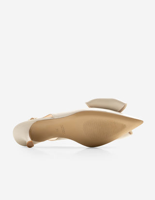 Slingback med Rosett Benvit