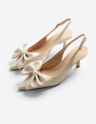 Slingback med Rosett Benvit