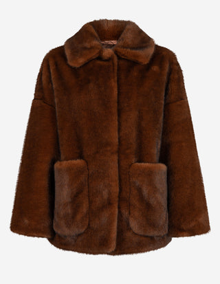 Faux Fur Jacka Brun