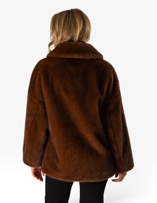 Faux Fur Jacka Brun