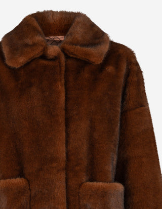 Faux Fur Jacka Brun