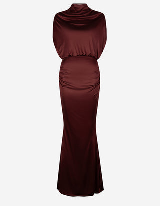 Miya Klänning Satinjersey Burgundy