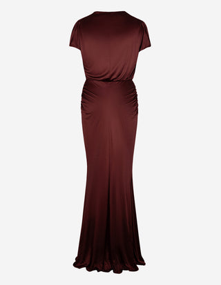 Miya Klänning Satinjersey Burgundy