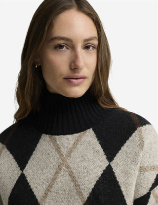 Marlow Tröja Ull Argyle Svart/Beige