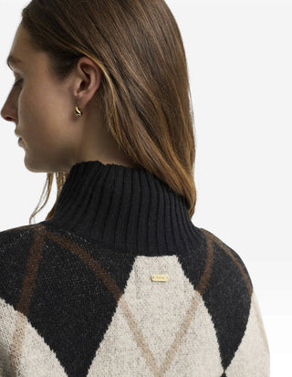 Marlow Tröja Ull Argyle Svart/Beige