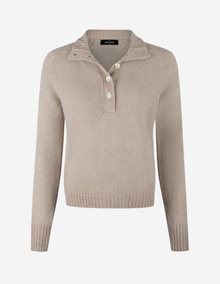 Button Up Tröja Alpacka Beige