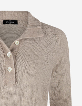 Button Up Tröja Alpacka Beige