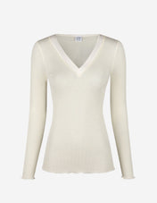 V-Neck Top Satin Trim Benvit