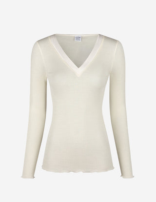 V-Neck Top Satin Trim Benvit