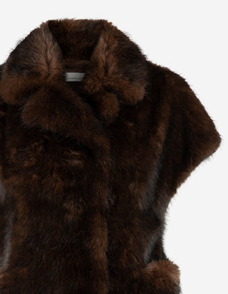 Väst Faux Fur Mörkbrun
