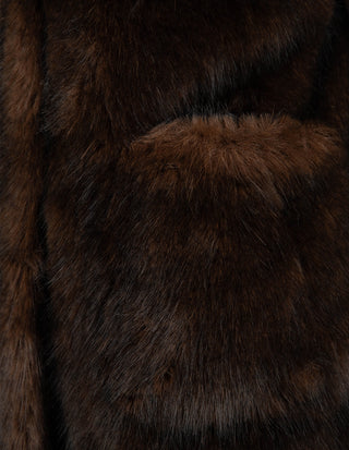Väst Faux Fur Mörkbrun