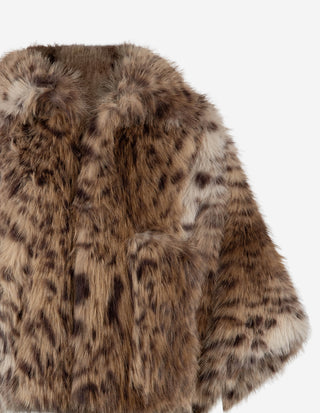 Leo Jacka Faux Fur Leopardmönstrad