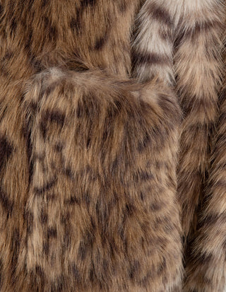 Leo Jacka Faux Fur Leopardmönstrad