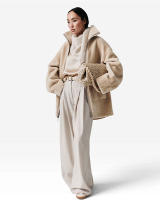 MLLGiovane Jacka Faux Fur Ljusbeige