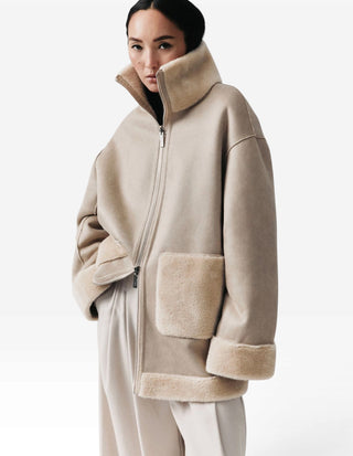 MLLGiovane Jacka Faux Fur Ljusbeige
