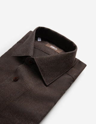Casual Fit Skjorta Flanell Mörkbrun
