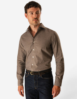Casual Fit Skjorta Flanell Ljusbrun