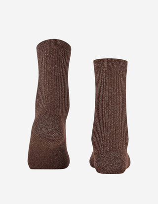 Ribbed Shiny Strumpor Mörkbrun